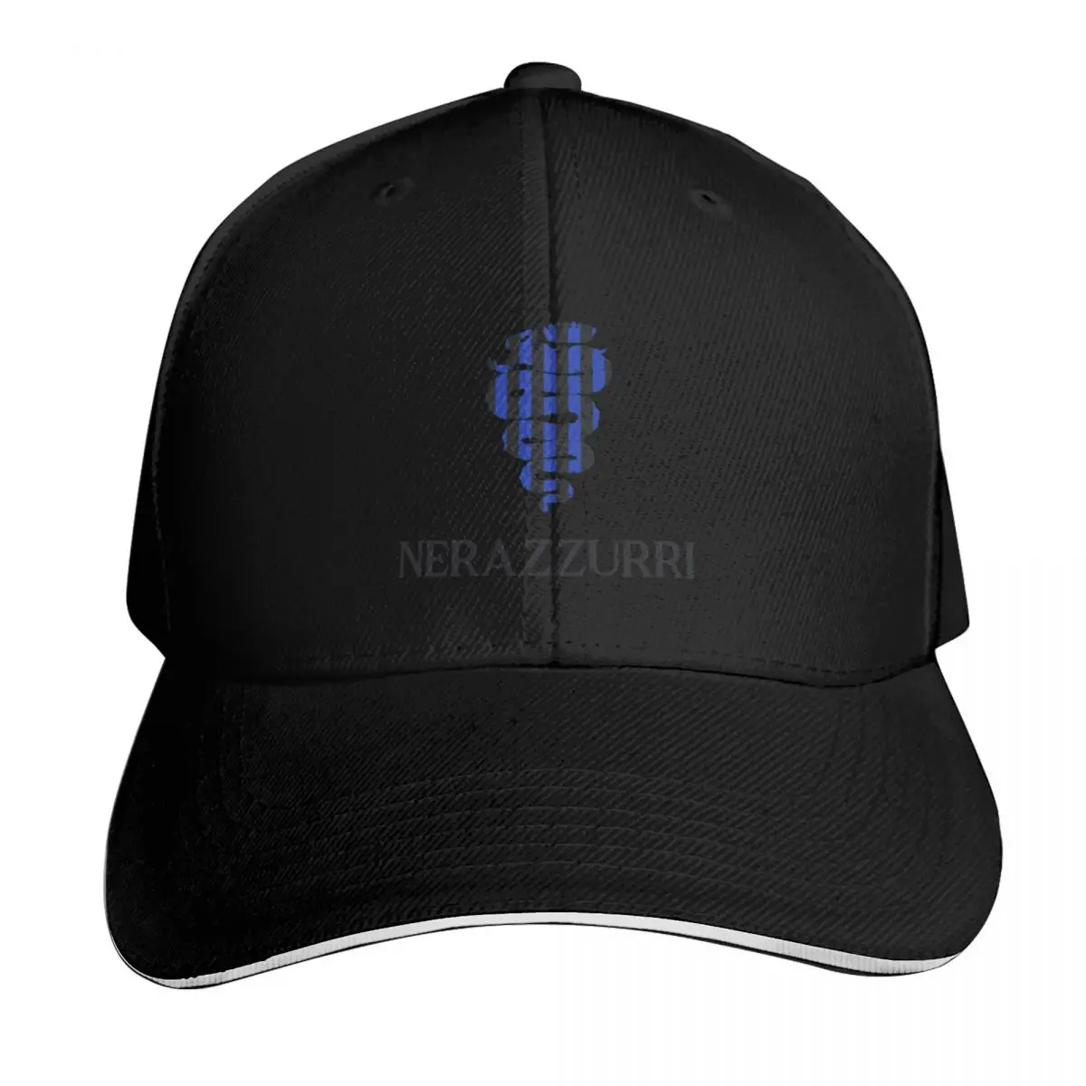 Nerazzurri Striped Black Baseball Cap Snapback Flat Bill Strapback Dad Hat Six Panel Structured Crown