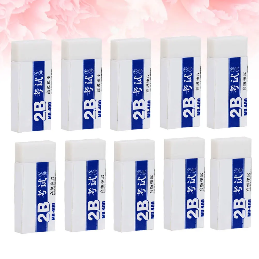 10Pcs White Art Eraser Rubber 2b Exam Erasers Clean Wipe Correction Tool Flexible for School Office 2b Exam Eraser