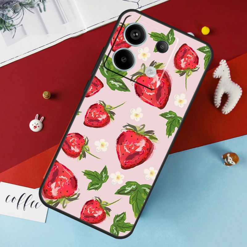 Cute Strawberry Case for Xiaomi Redmi Note 13 12 10 8 9 11 Pro 12S 10S 11S Redmi 13C 10A 10C 9C 12C Cover