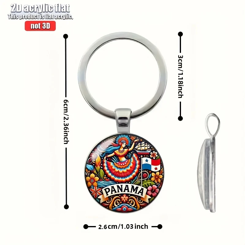 Panama Flag Keychain – Maracas Tuna Hat Dome Pendant, Christmas Graduation Gift, Cultural Souvenir Accessory