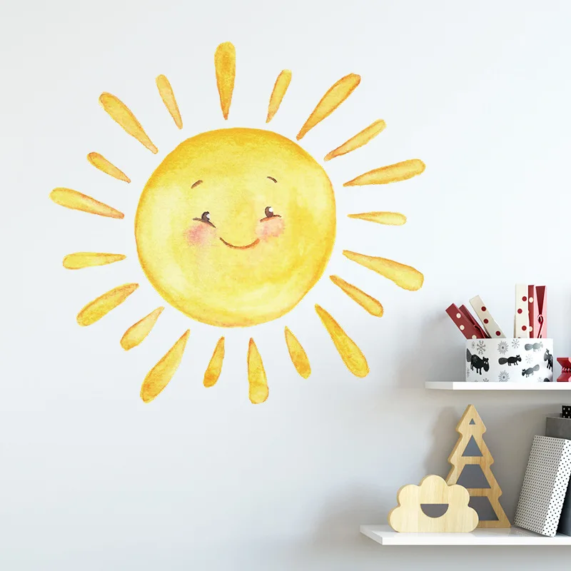 Cartoon painted rainbow sun children bedroom porch home wall background decorative wall stickers self-adhesive room decoration