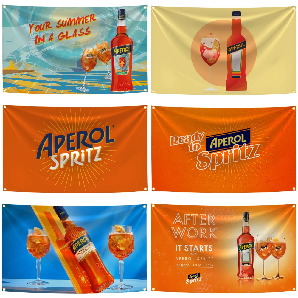 3x5 Ft Aperols liqueur Flag Tapestry cocktail drink Banner Polyester For Garage, Bar, Dormitory, Outdoor Decoration Banner
