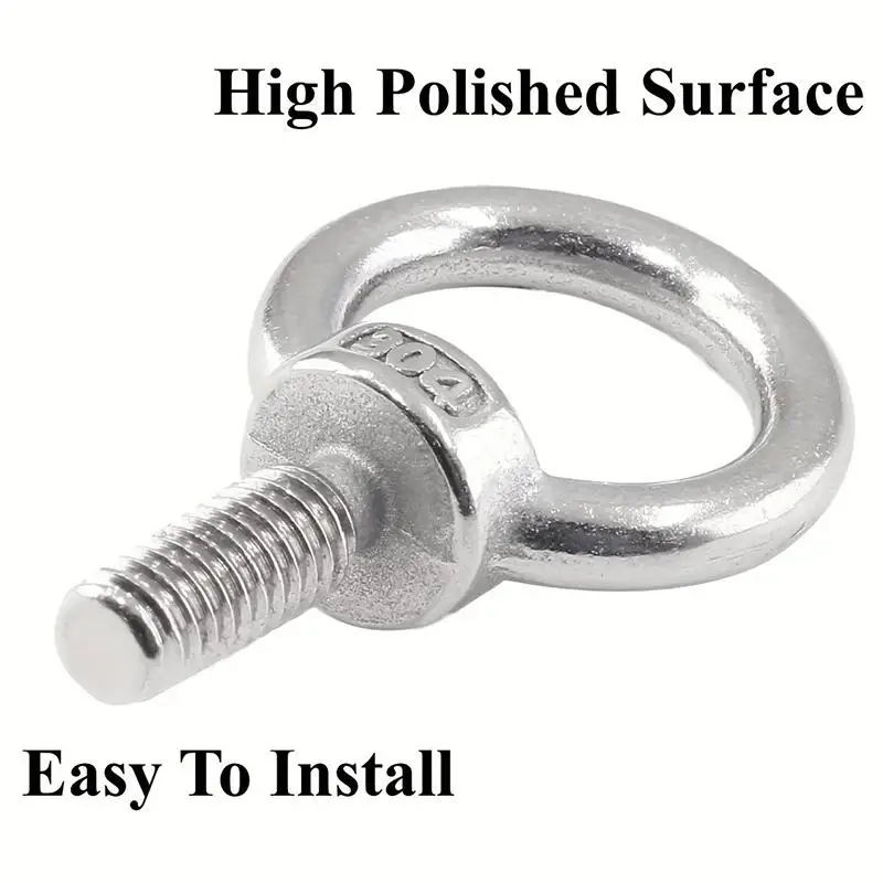 304 Stainless Steel Eye Bolt Kit 1/3/5/10pcs M4 M5 M6 M8 High Hardness Eyebolts for Electrical Cable Rope Wiring Engineering Co