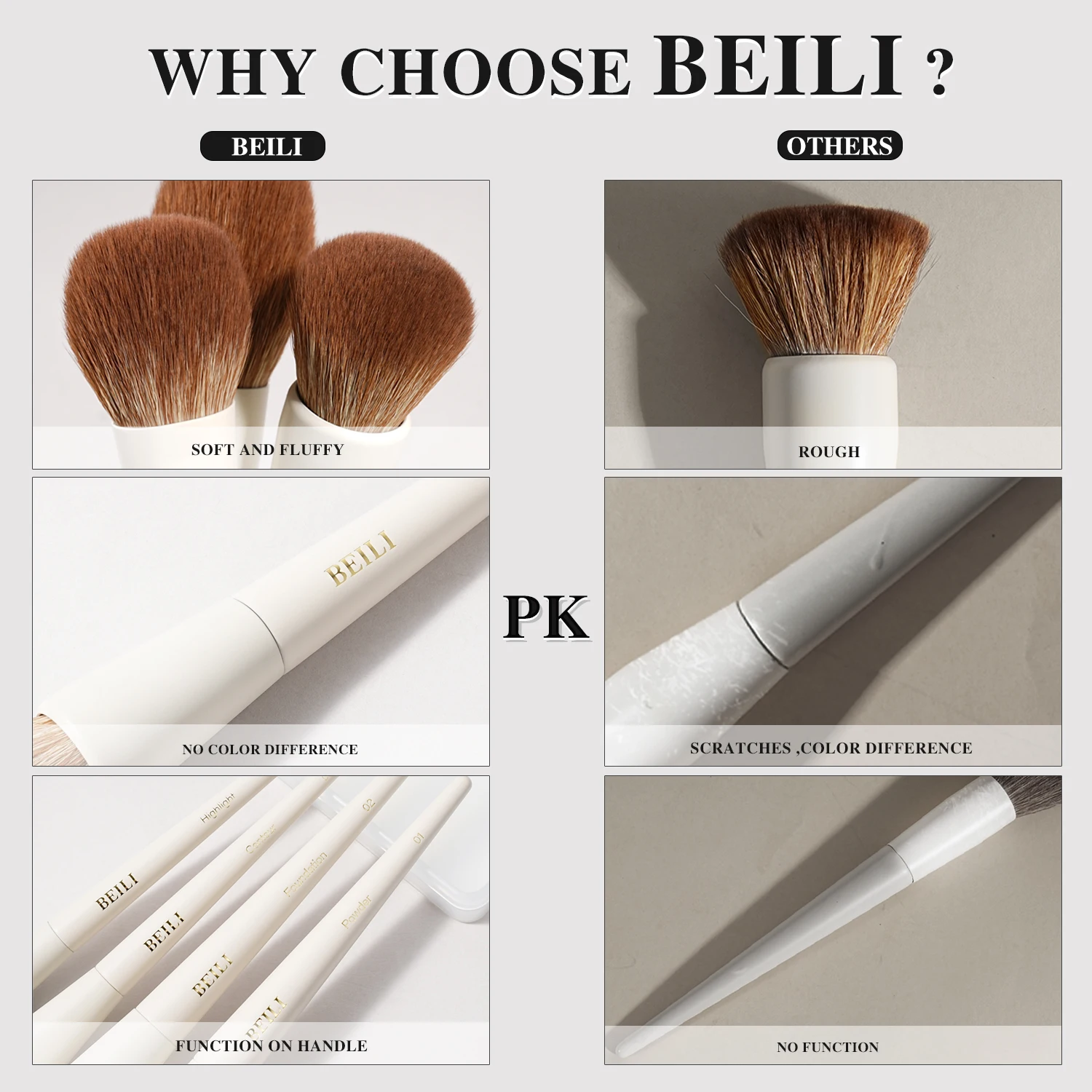 Fluffy Comfortable Custom Vegan Beige Professional Makeup Brushes Private Label Hight Quality Full Brush Set Makeup for Powder