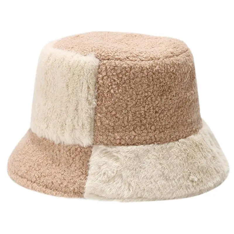 Winter Bucket Hats For Women Fluffy Cute Fashionable Winter Bucket Hat Vintage Faux Fur Hat With Contrasting Colors For Women