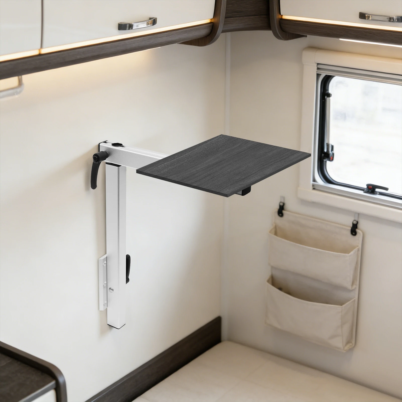 

360° Rotatable RV Table Leg, Adjustable Height Aluminum Alloy Table Mount, Swivel Table Base for Camper, Van