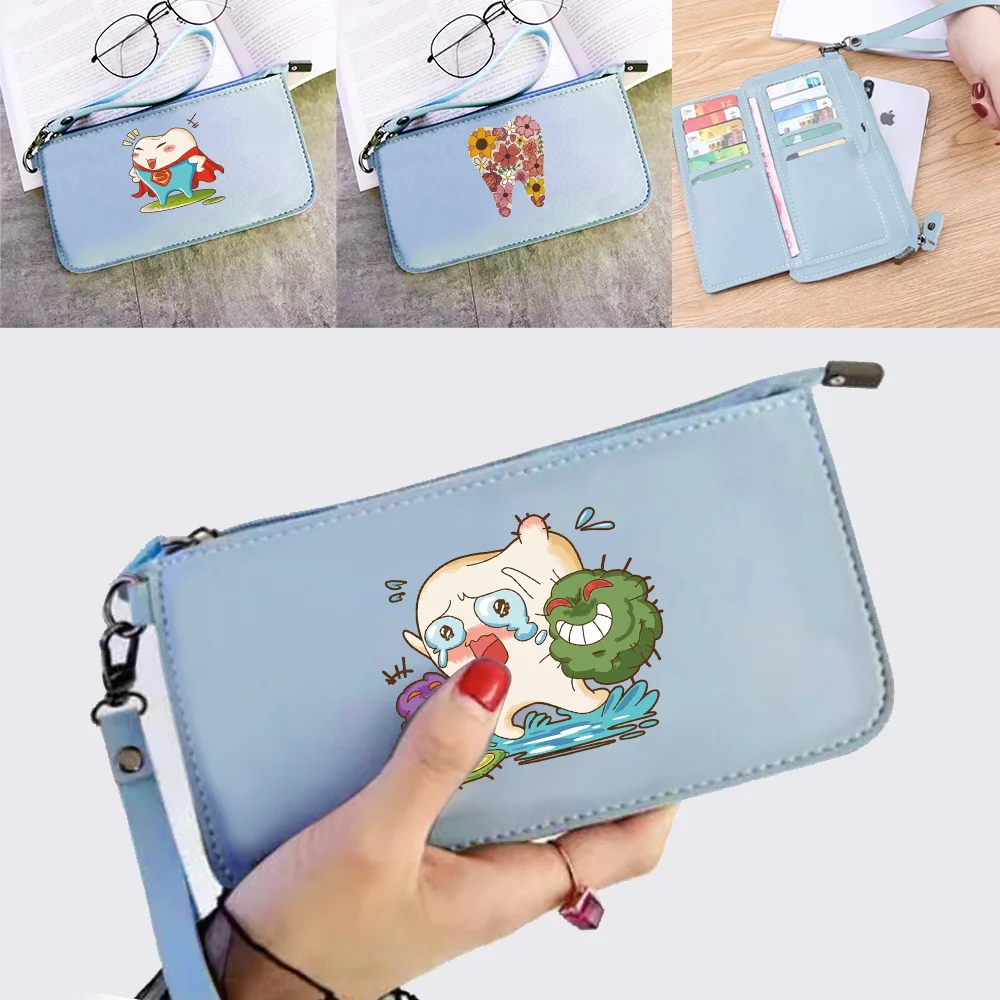 

Новый длинный кошелек с принтом зубов на молнии, большая вместительная сумка Multicard, уличный кошелек для монет, многофункциональный кошелек для ежедневных поездок, унисекс