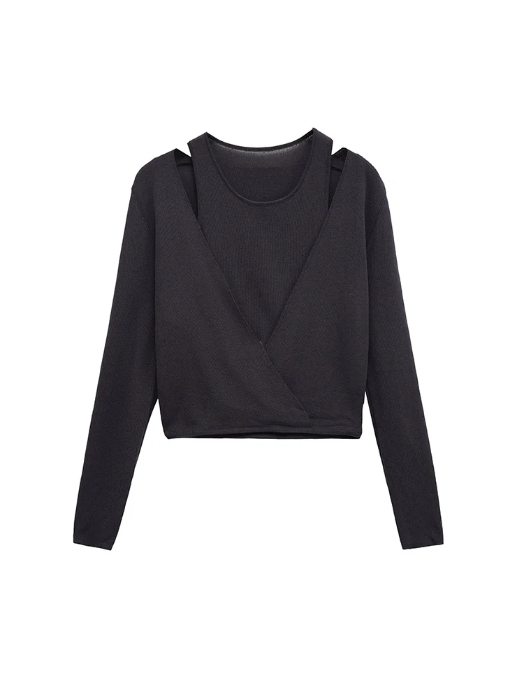 

European and American style autumn new women's clothing temperament simple slim fit multi-wear round neck long sleeve knitted to