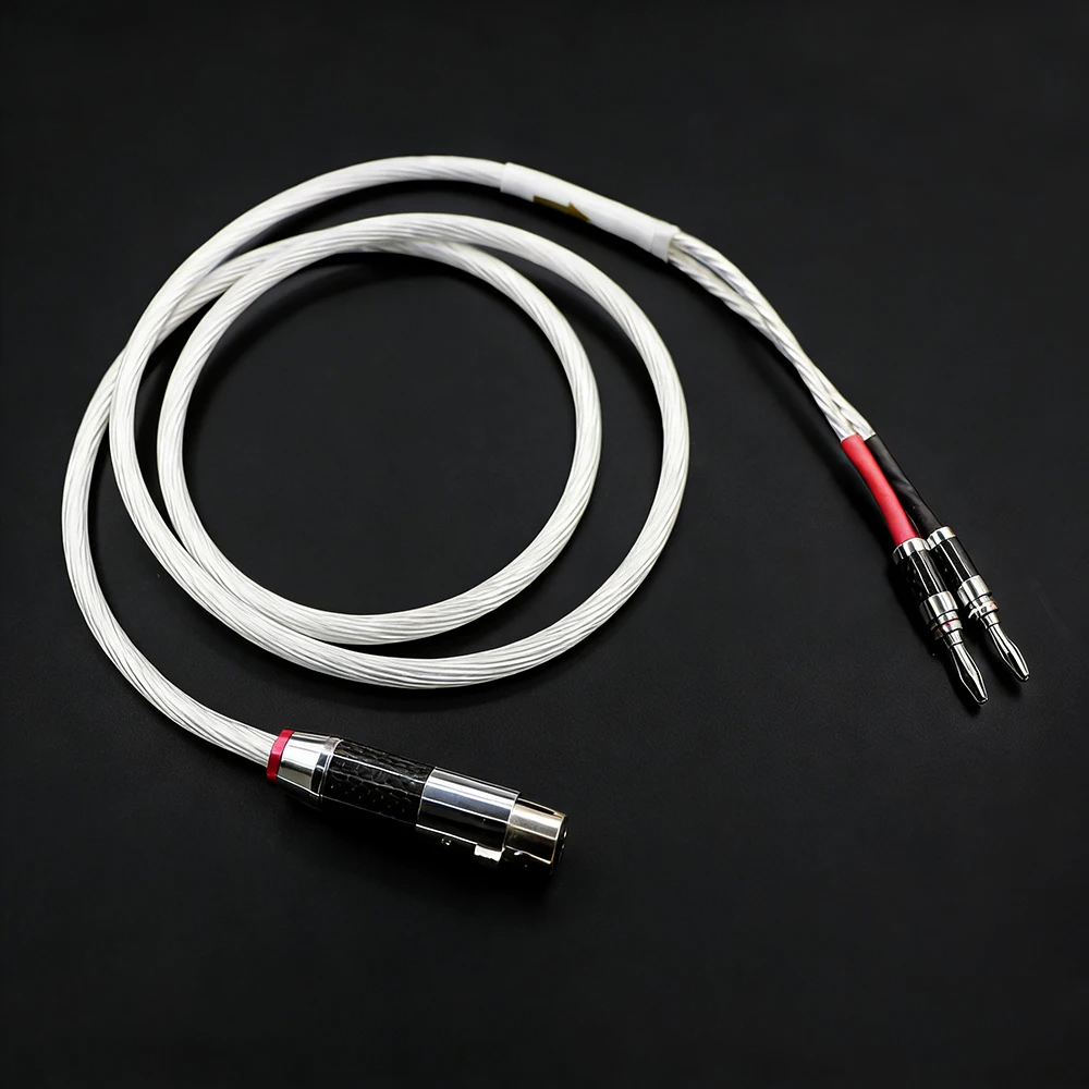 Aouyade High quality XLR to 2 banana audio speaker cable single crystal copper plated pure silver XLR speaker cable