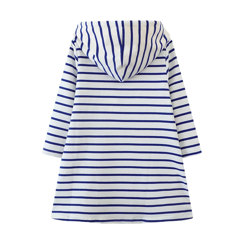 فساتين جديدة مخططة بأكمام طويلة للأطفال ملابس الفتيات الكرتون قوس قزح هوديس فساتين ملابس الأطفال #2