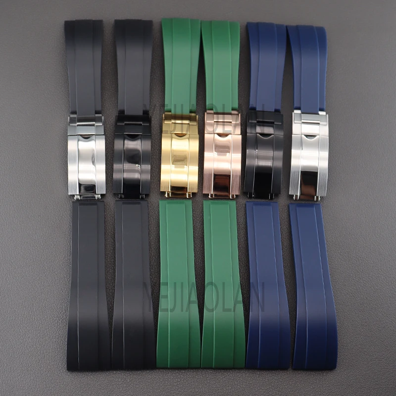 

20mm Silicone wristband Watchband Men's Watch Strap Parts Stainless Steel Buckle For Daytona SKY-DWELLER YACHT-MASTER nh35 Case