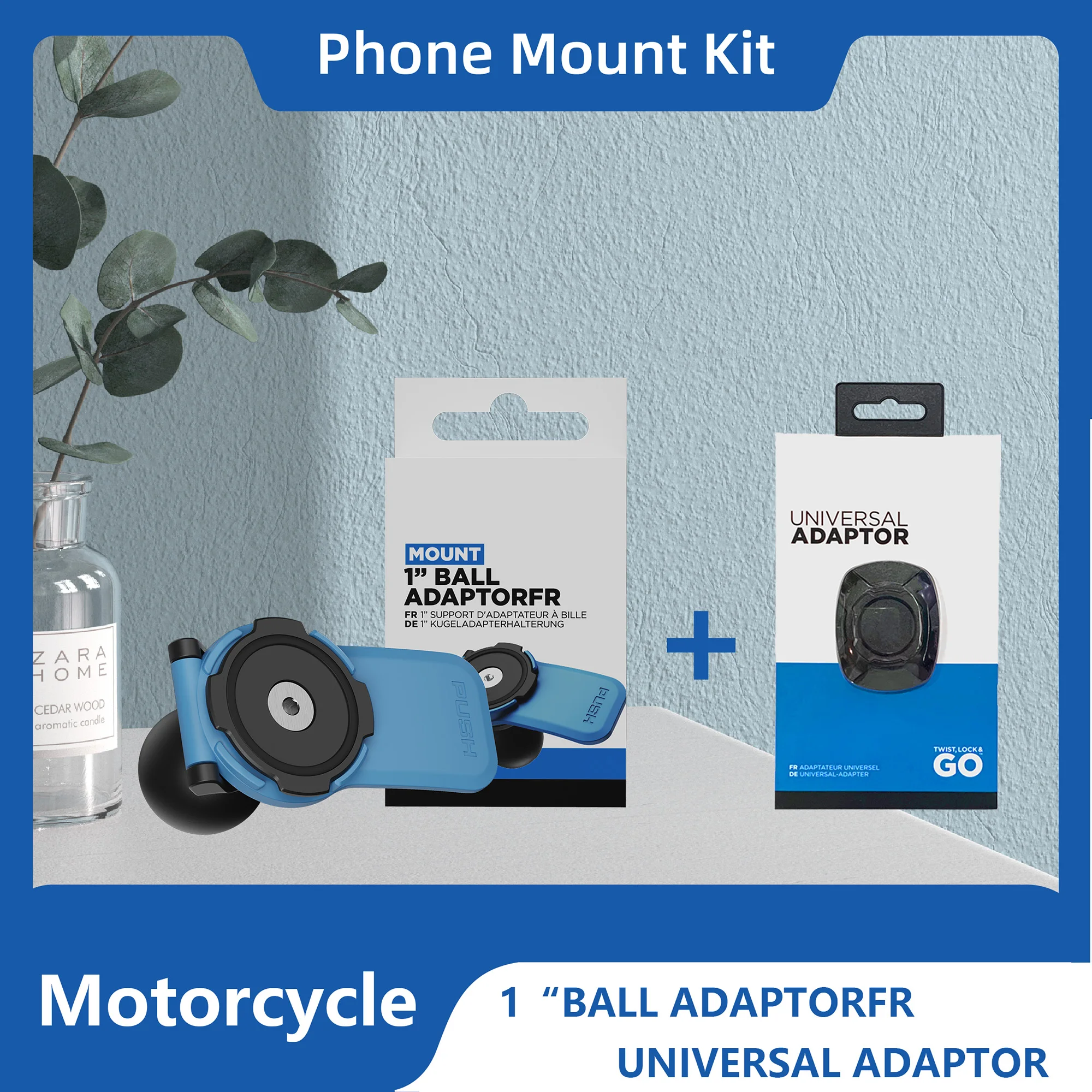

Motorcycle Phone Mount Kit-1“Ball Adaptor and Universal Adaptor
