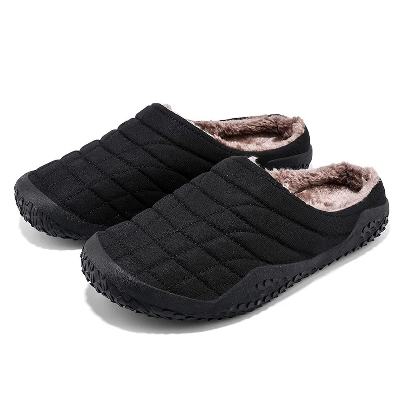 Men Winter Warm Cotton Slippers Women Indoor Home Cotton Shoes Outdoor Non-slip Plush Fur Casual Slippers Thick Big Size 37-47