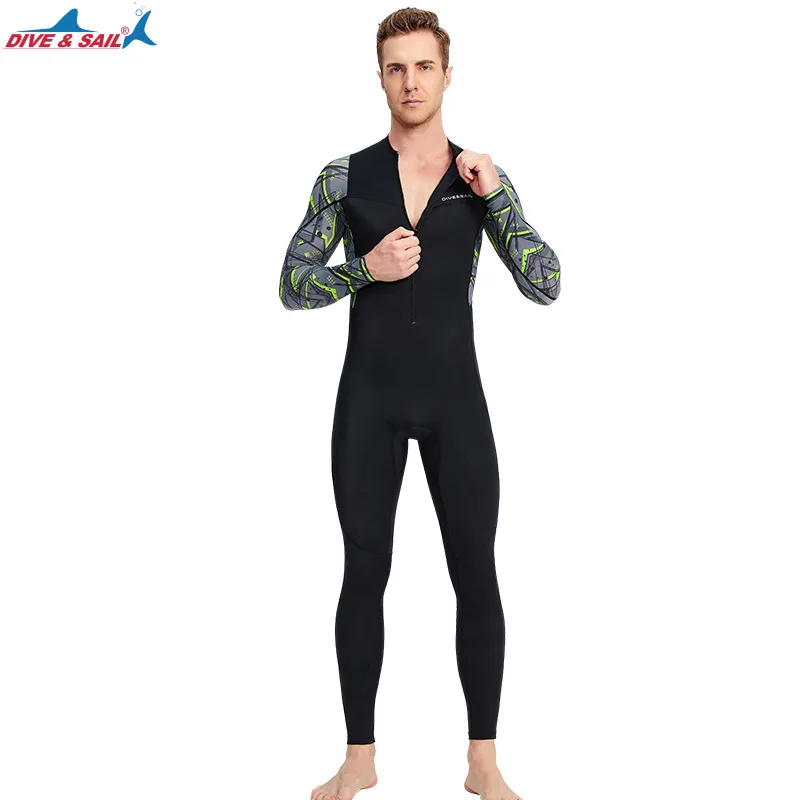 Men UV-proof Front Zip Lycra Long Sleeve Diving Suit for Underwater Snorkeling Surfing Swimwear Full Body Spearfishing WetSuits