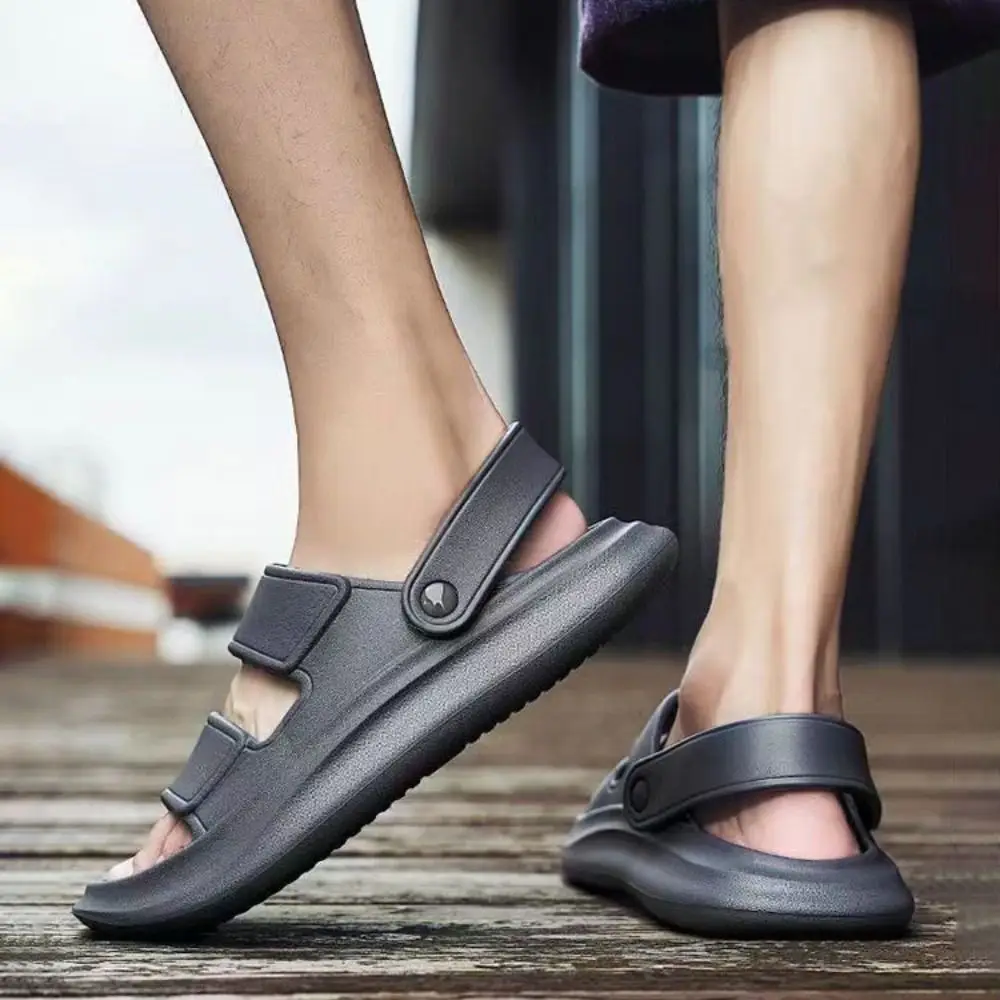 

Fashion Anti Slip EVA Flats Slippers Open-toe Beachwear Platform Slides Sandals Shoes Anti Odor Slippers for Men Bathroom