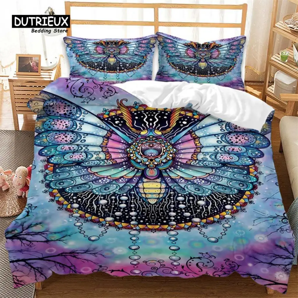 

Butterfly Duvet Cover Europe Geometric Moth Bedding Set Queen Size For Kids Boys Girls Teens Mystic Fantasy Room Dorm Decorative