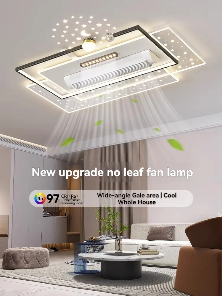 Nuevo estilo de iluminación ultrafina para toda la casa, moderna, minimalista y elegante, lámpara de techo para dormitorio principal con ventilador sin aspas.
