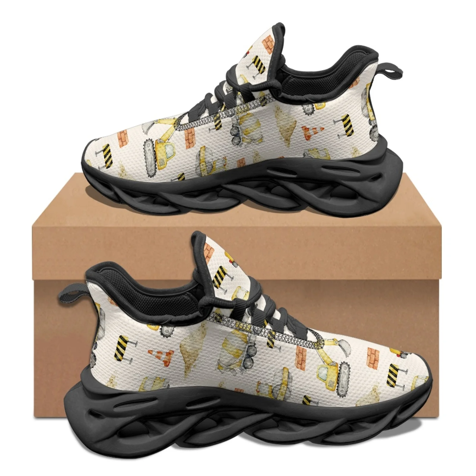 PENSTROLL Lace-Up Fashion Sneakers Soft Sole Men's Running Shoes for Casual Wear Mens Construction Vehicle