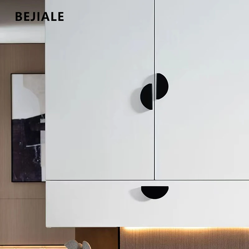 Cabinet Door Semicircle Handle Split Cabinet Shoe Cabinet Door Handle Aluminum Alloy Exposed Gold Round Furniture Door Handle