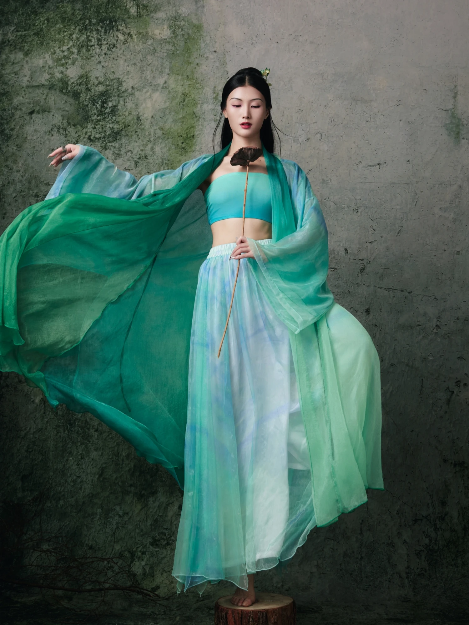 

Костюм для танцев WYZ: Гибкий, изящный, эфирный наряд для выступлений, большой размер, юбка-накидка