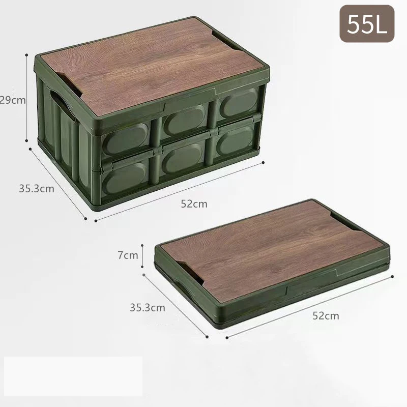 

SSD Green Home Multifunction Storage Boxes Solid Containers Foldable Storage Box With Wood Lid Outdoor Camp Car Trunks Organizer