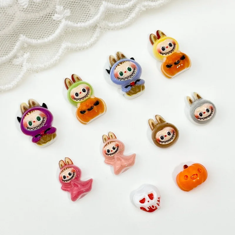 LYLE 20Pcs Cute Spooky Halloween Cartoon Nail Art Charms 3D BuLaBU Skull Pumpkin Resin Flatback DIY Nail Decorations Bling Set view 3
