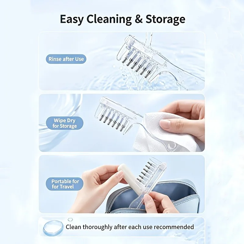 Scalp Applicator Liquid Comb, 7-Tooth Rolling Metal Teeth Massage Comb with Built-in Liquid Reservoir, Essential Oil Dispenser