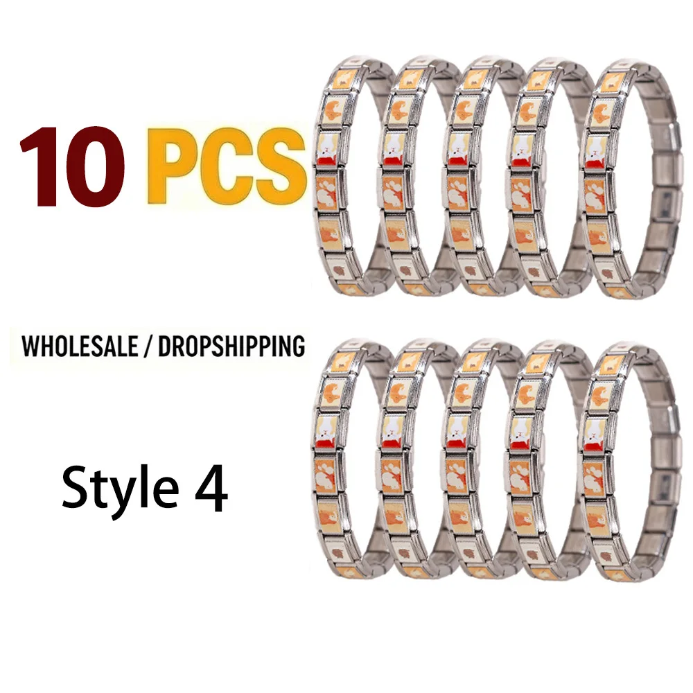 Wholesale 10PCS 9mm Stainless Steel Italian Charm Bracelets Bulk Lot Modular Composable New Art Style Jewelry for Dropshipping