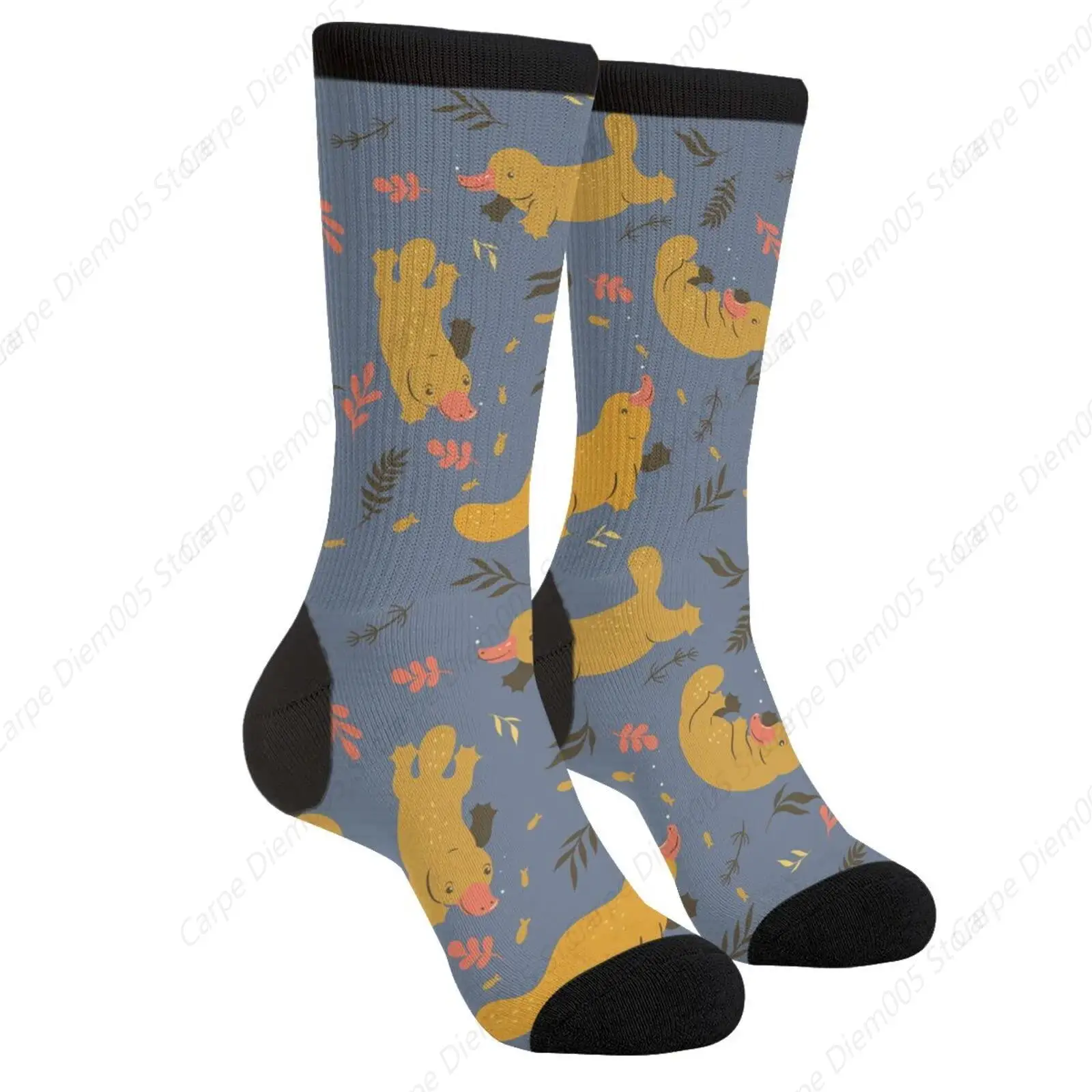 

Australian Yellow Cute Swimming Platypus Casual Funny Funky Novelty Socks For Men Women
