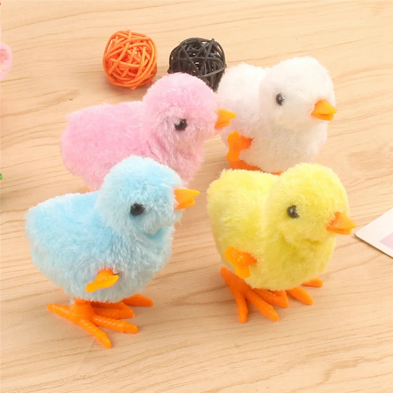 5Pcs Easter Wind Up Chick Toys Novelty Jumping Chicken Gag Plush Baby Chicks Toys Favors Gift for Kids Girls