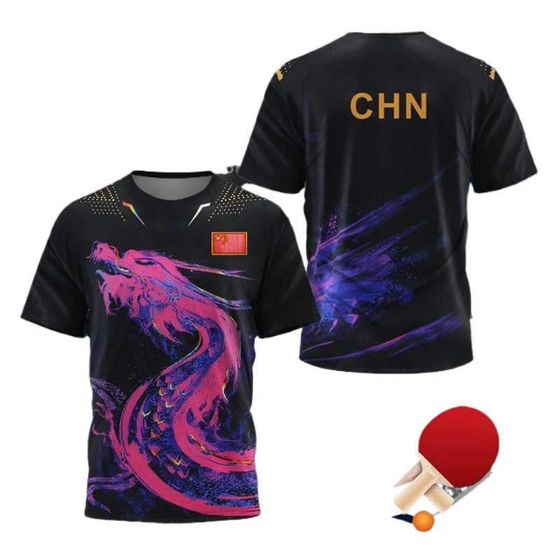 CHINA Dragon Table Tennis Graphic T Shirt for Men Clothing Fashion Badminton Sports T-shirt Ping Pong Jersey Gym Fitness Shirts