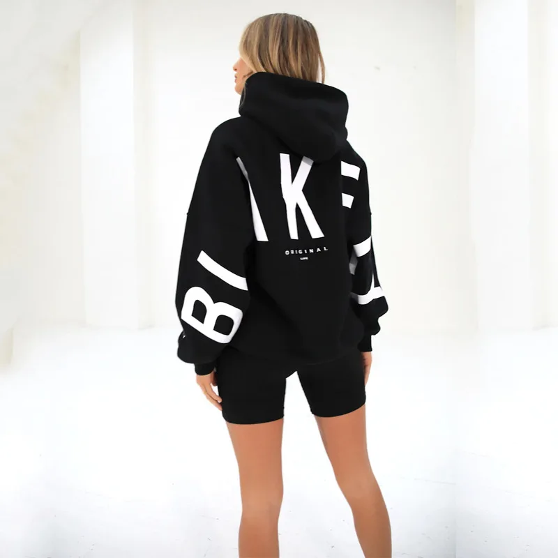 Fashion Letter Print Loose Hoodies Women Winter Autumn Harajuku Streetwear Long Sleeves Pullover Hooded Shirt Y2K Sweatshirts