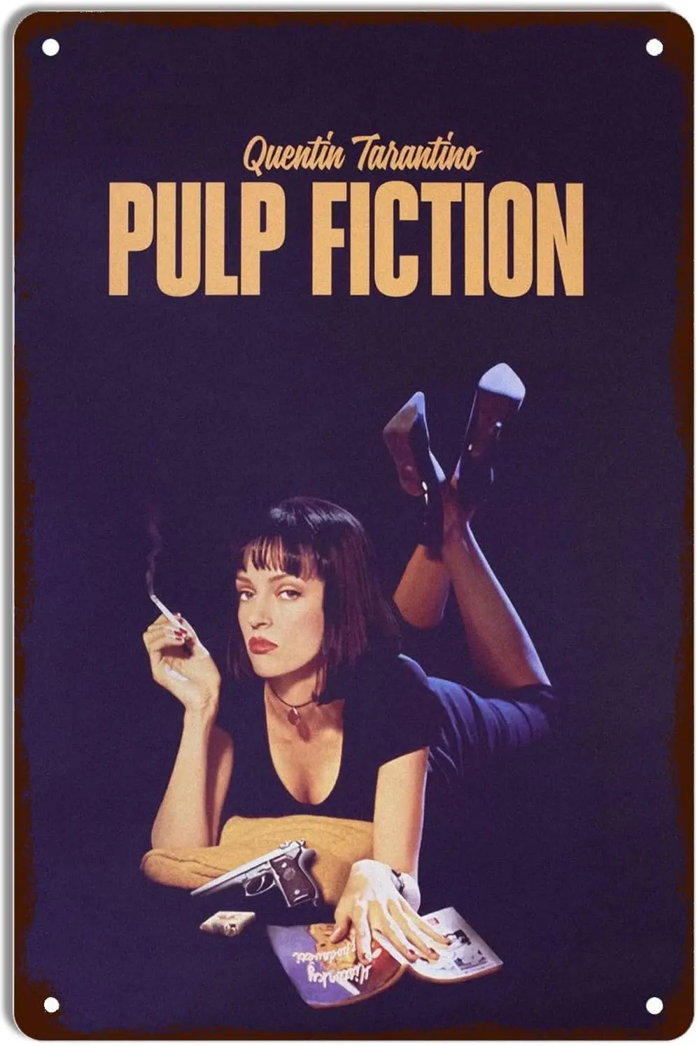Movie Poster Metal Tin Sign Pulp Fiction Wall Decor for Home Kitchen Bar Pub Man Cafe Room Garage Vintage Retro Plaque