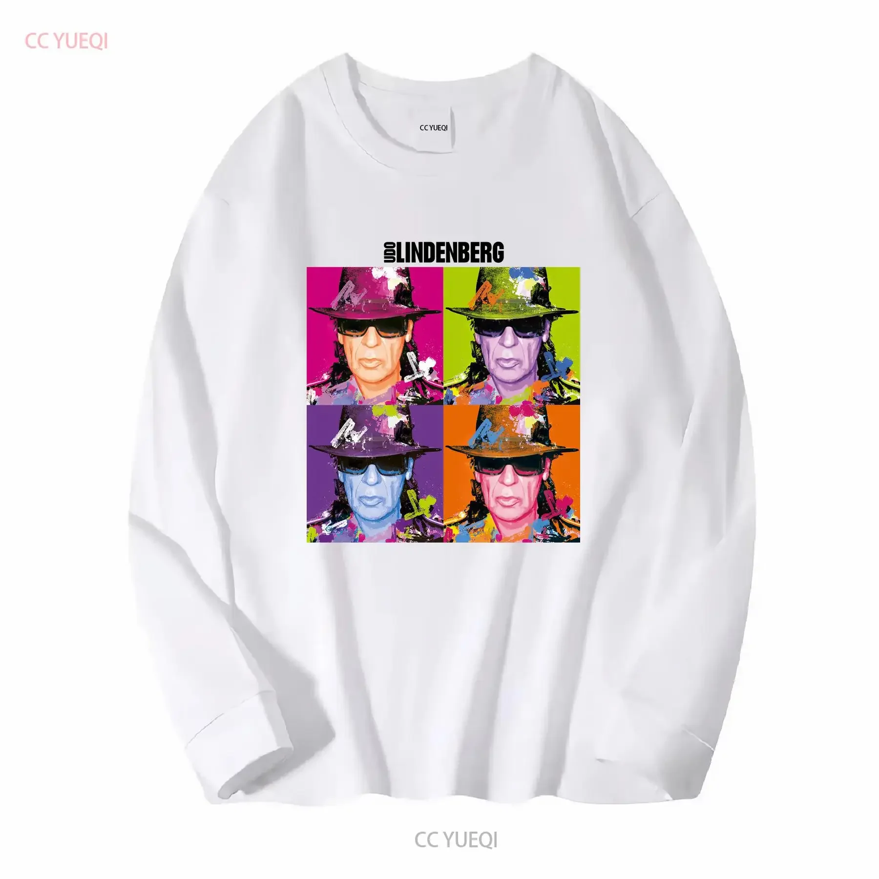 تي شيرت Udo Lindenberg Collage من القطن الأبيض جميع المقاسات 1PT1623 بأكمام طويلة أو قصيرة عتيقة مغسولة للجنسين جرافيك متعدد الاستخدامات