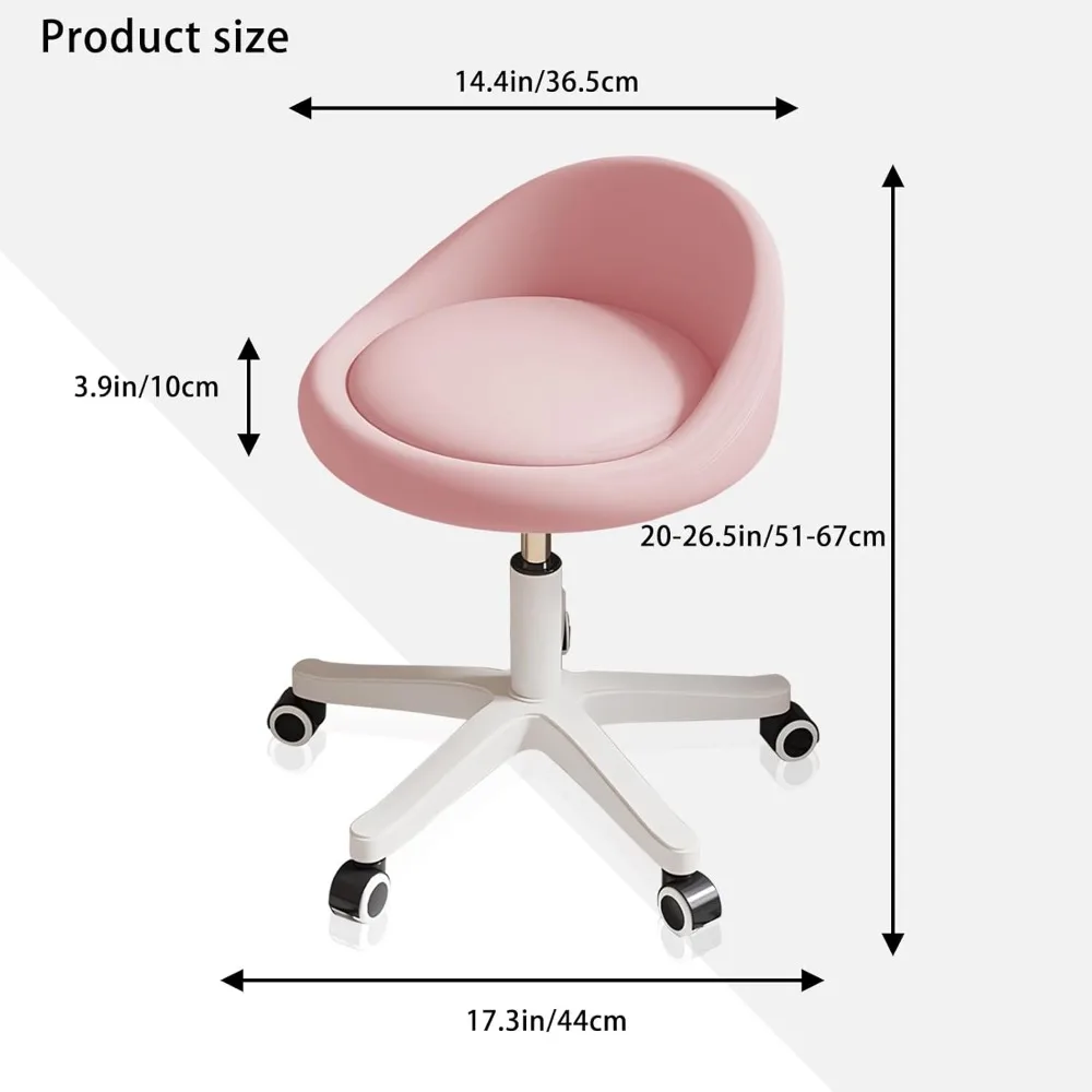 Adjustable Ergonomic Swivel Stool Set of 4 - Padded PU Leather, Quiet Wheels, Ideal for Salon and Office Use
