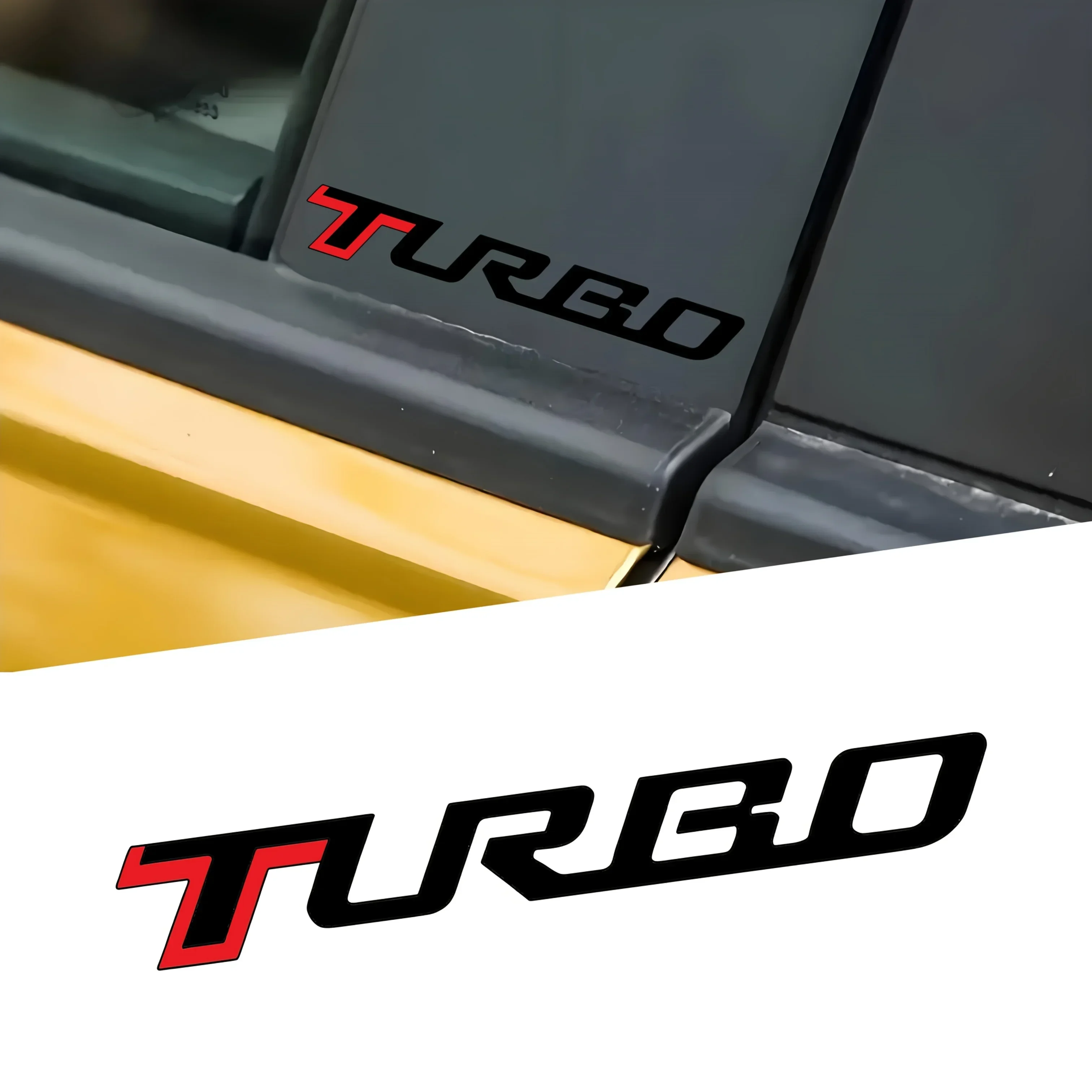 2 قطعة/المجموعة "Turbo" ملصق أحمر أسود لسيارة دراجة نارية أداء مميز ملصق تزيين السيارة #1