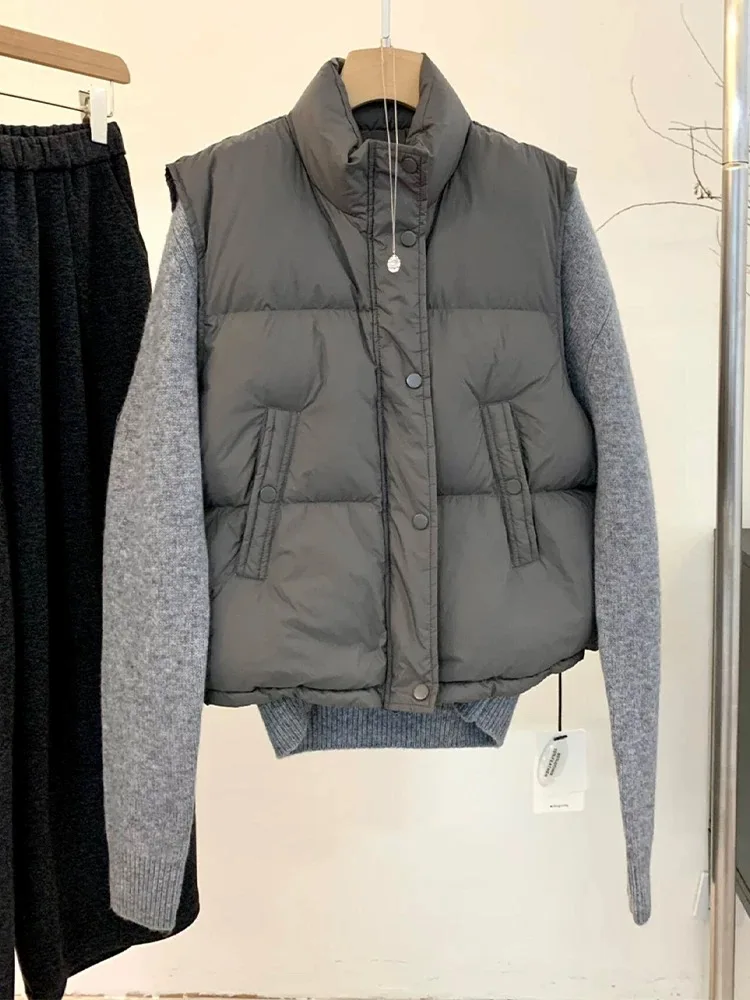 

ay down Jaet Vest Women's Sle Stand Collar Versatile Outerwear Winter New Arrival Faionable And Sli