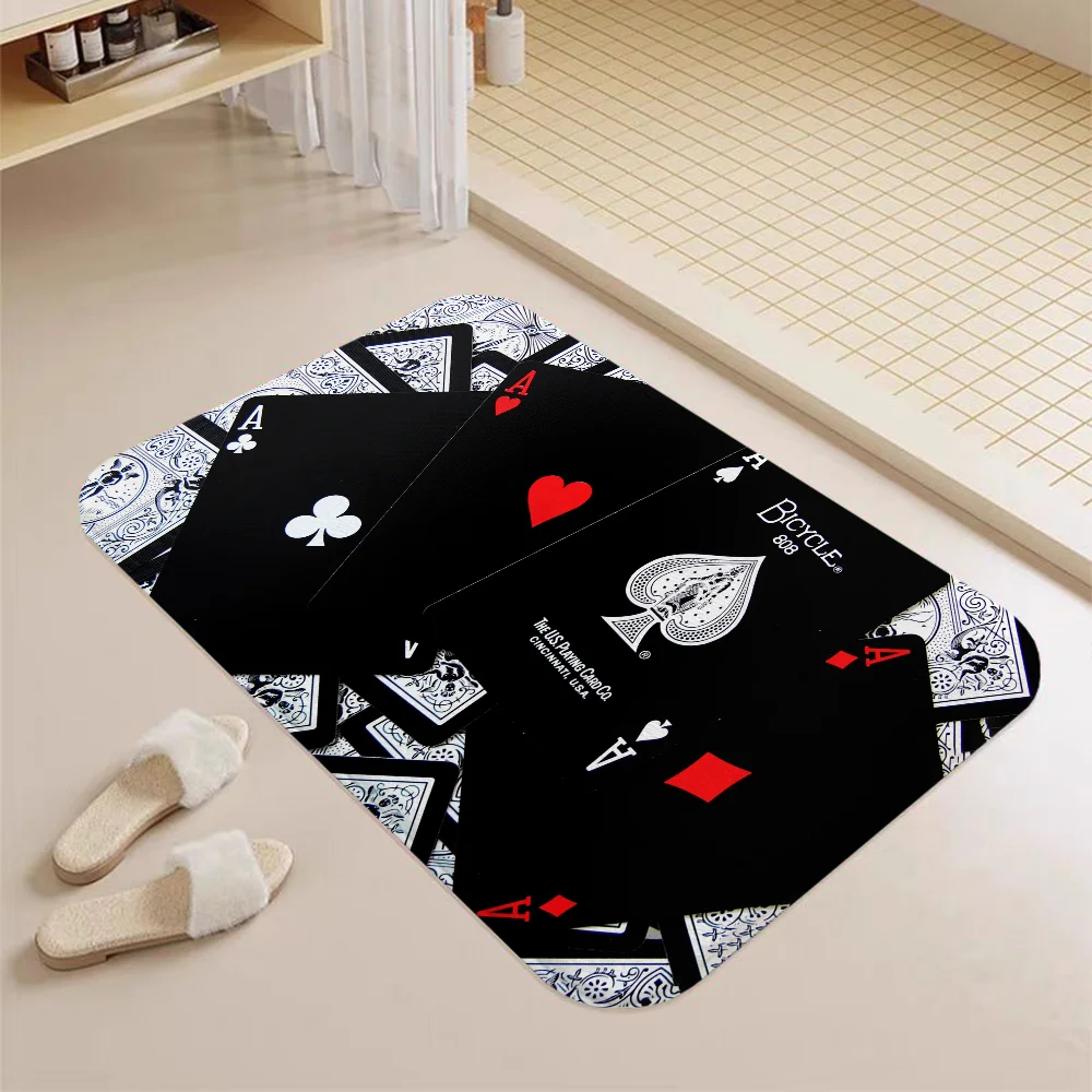 Poker Cards Super Absorbent Bathroom Rug Balcony Bedrooom Carpet for Kitchen Bath Mat Rugs Doormat Entrance Door Room Mats Foot