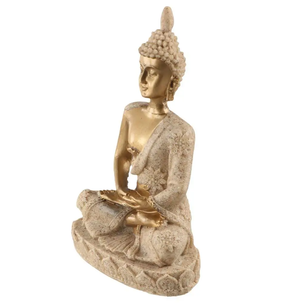 Sitting Meditation Sandstone Buddha Green Sandstone Sitting Posture Buddhist Figurine Ornament Zen Oriental Culture