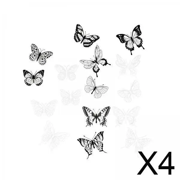 

4x3D Butterfly Wall Stickers DIY Decals for Cake Decors Window Patio Lawn Yard Style C