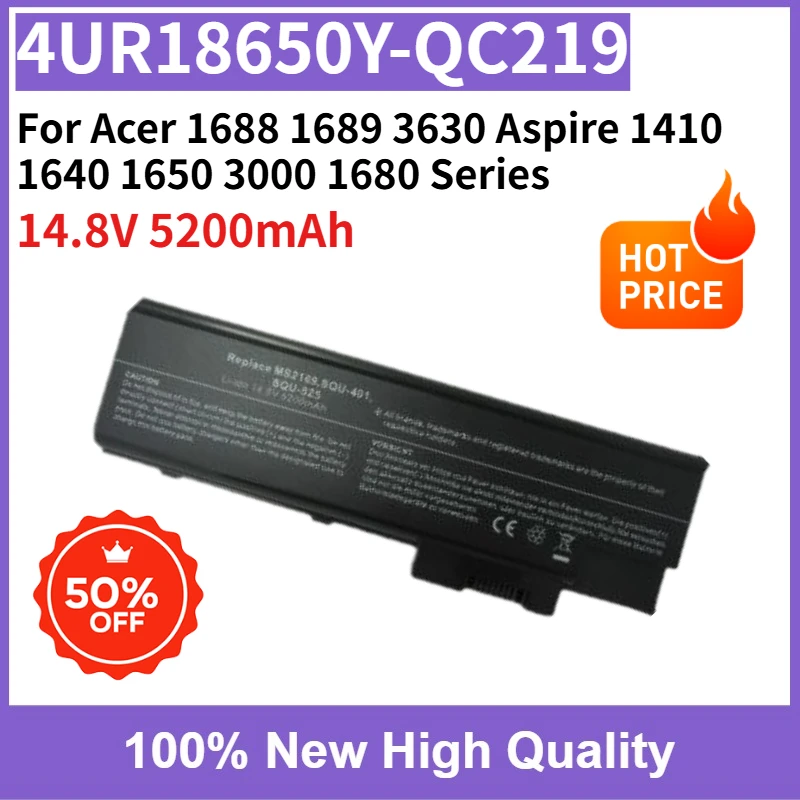 Batería 4UR18650Y-QC219 de 14.8V 5200mAh para Acer 1688 1689 3630 Aspire 1410 1640 1650 3000 1680 Series