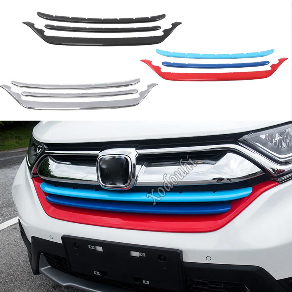 Car Protection Detector Trims ABS Plastic Front Up Grid Grill Grille Racing Bumper For Honda CRV CR-V 2017 2018 2019 2020 2021