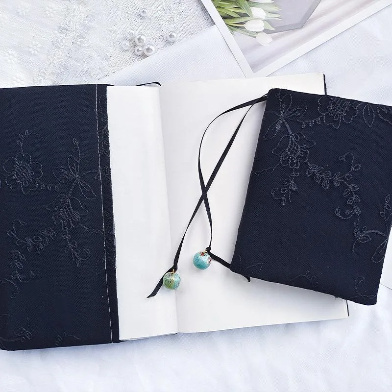 【Black Flowers\' Originele Handgemaakte A5a6 Notebook Covers Beschermer Boek Mouw Vervaardigde Stof Producten Dagboek Omslag, In Voorraad