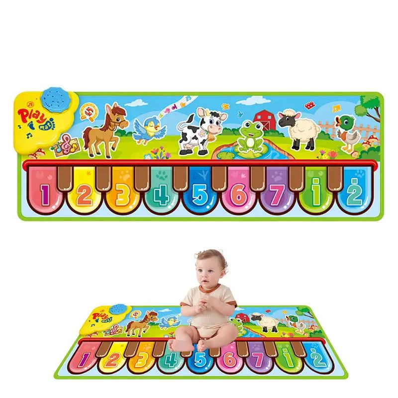 

Animal Sounds Floor Mat Dancing Mat Toys Kids Touch Dancing Mat Animal Sounds Adjustable Volume Non-Slip Piano Keyboard Mat