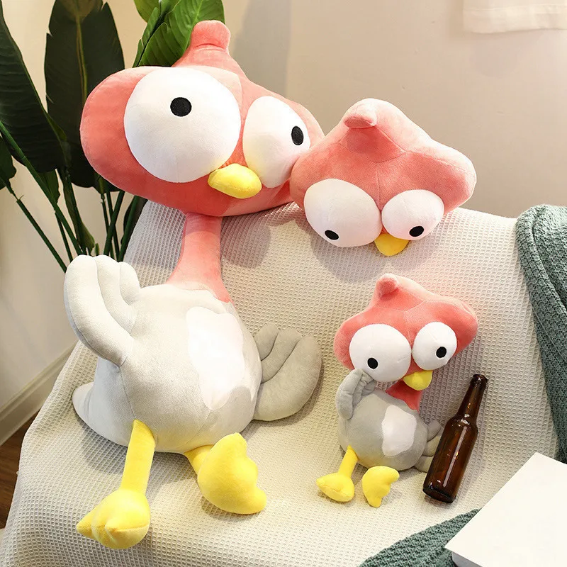 MINISO Creative Eye Blowing Little Bird Doll Cute Big Eye Bird Large Plush Stuffed Doll Soft Pillow Kawaii Room Decoration Toy