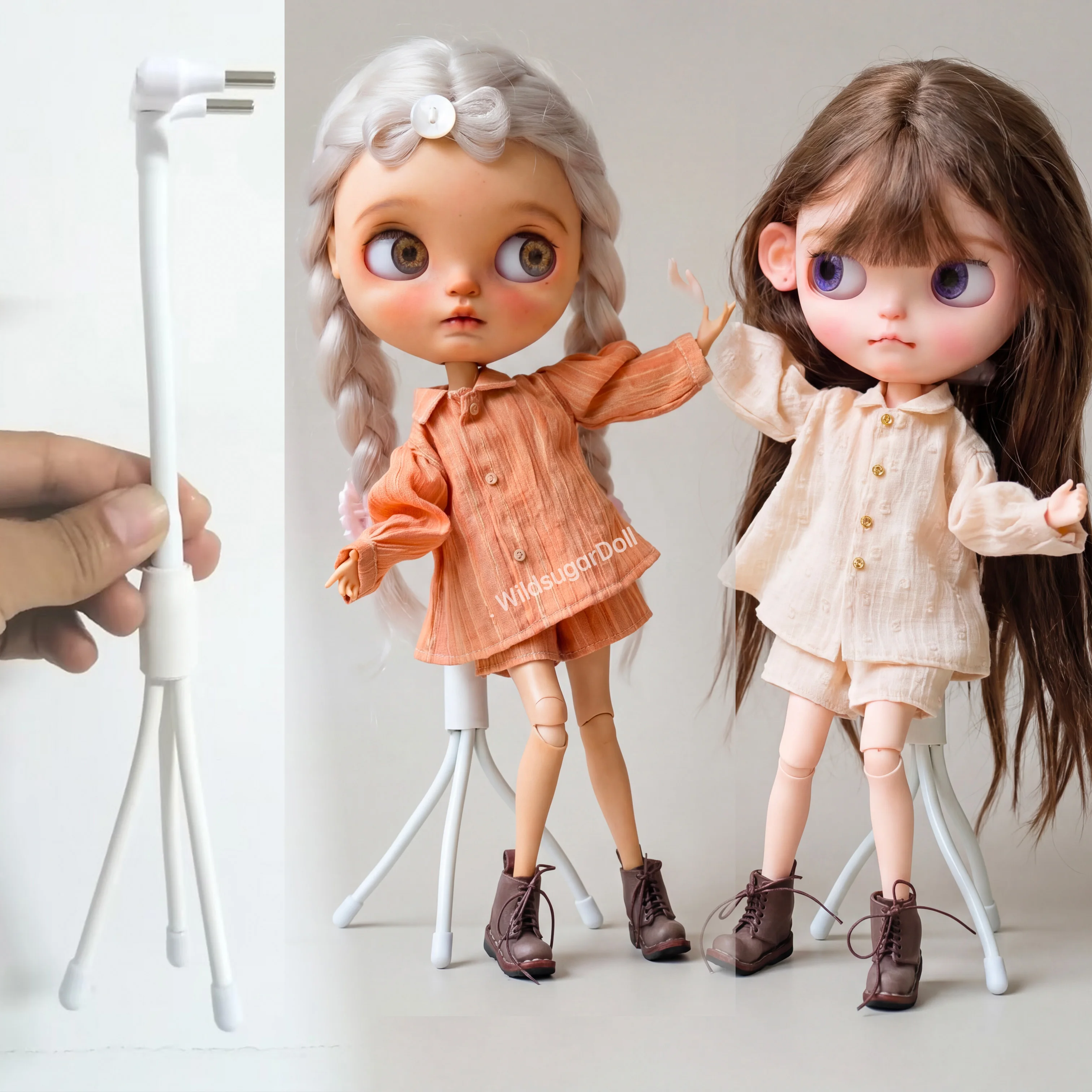 Adjustable Multi-functional Blythe Doll Stand, Suitable for Both Standing & Sitting Poses, 360° Rotation & 45° Tilt for Photogra