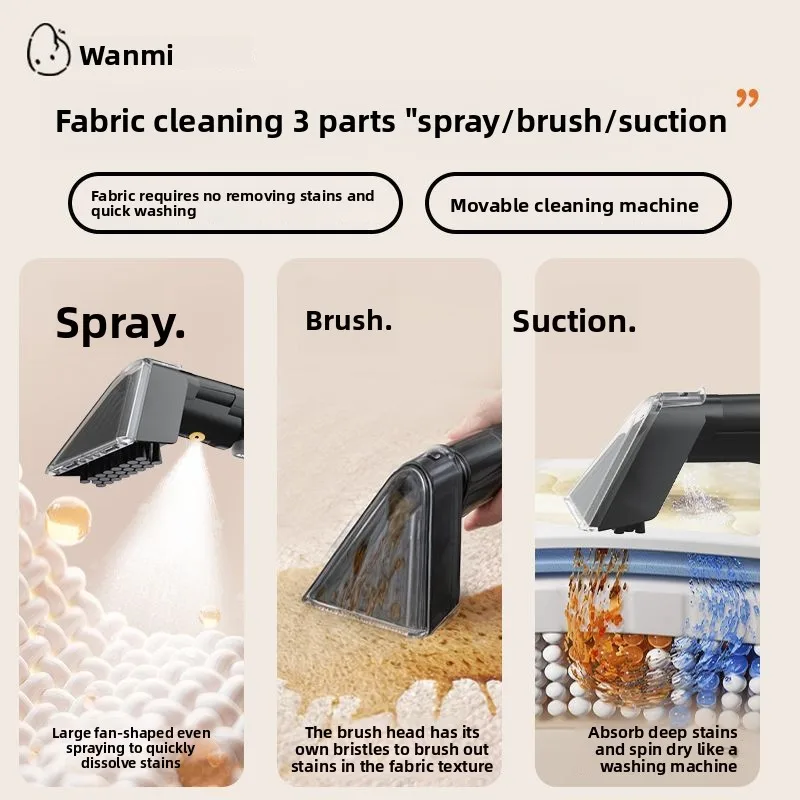 Pulitore per tessuti a vapore ad alta temperatura per la macchina per la pulizia dell'aspirazione a spruzzo del tappeto del divano