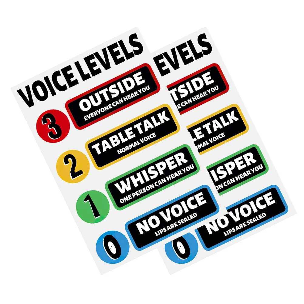 2Sets Classroom Noise Level Sticker Waterproof Voice Level Poster Classroom Rules Wall Decor School Cafe Kindergarten Learning