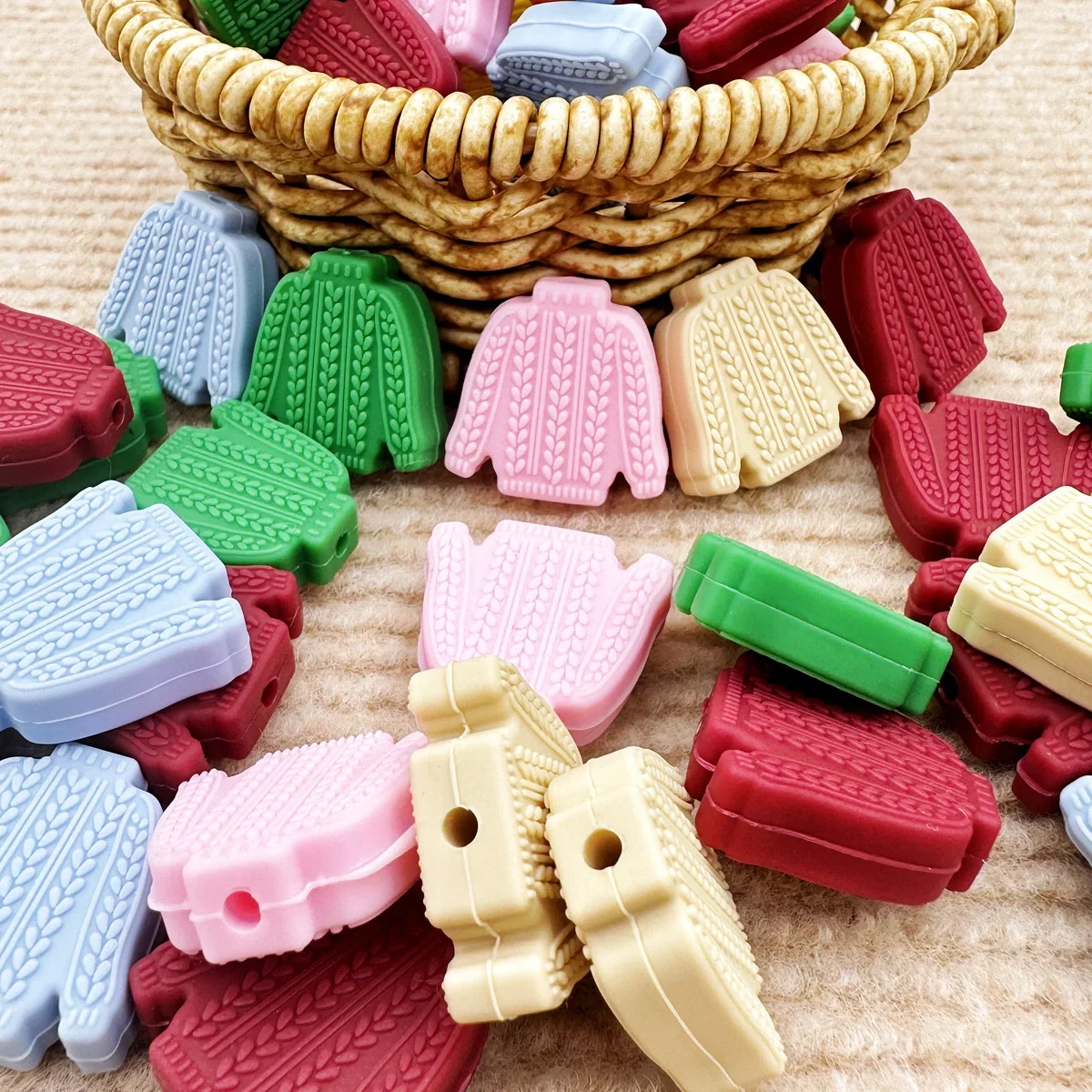 10pcs Silicone Beads Silicone Sweater Beads Teether Food-Grade Chewing Teeth Bead DIY Nipple Chain Jewelry Accessories