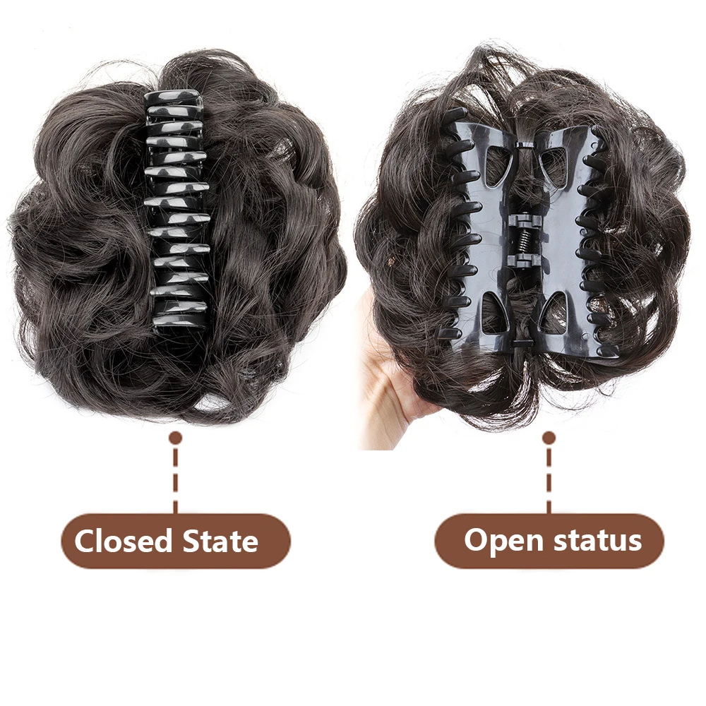 Elegant Messy Bun Claw Clip Wavy Curly Hairpiece Synthetic Women Hair Accessories Easy Wear Instant Volume Hair Bun for Daily Pa